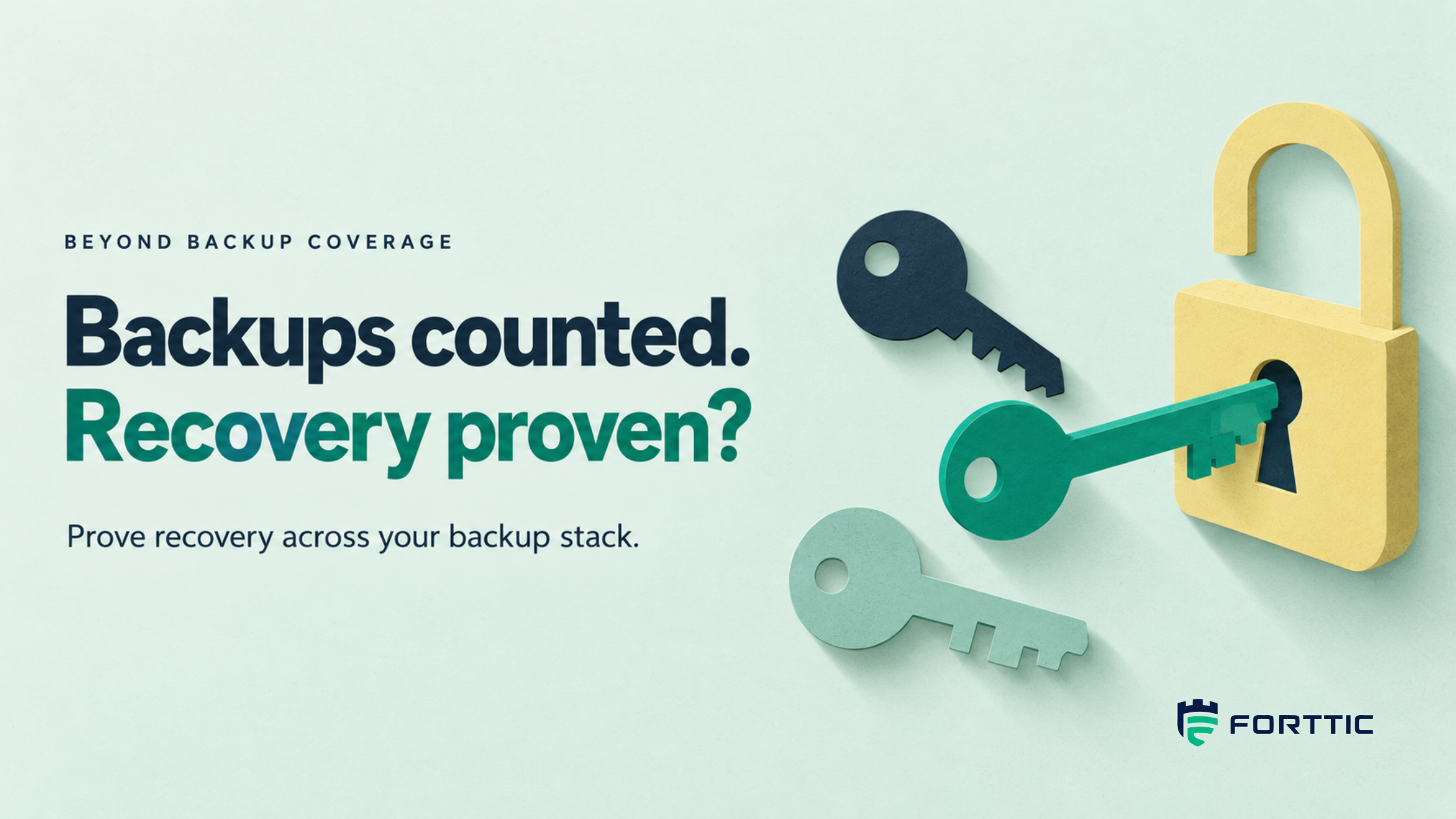 Three keys of different colors beside an open yellow padlock; only the emerald key aligns with the lock.